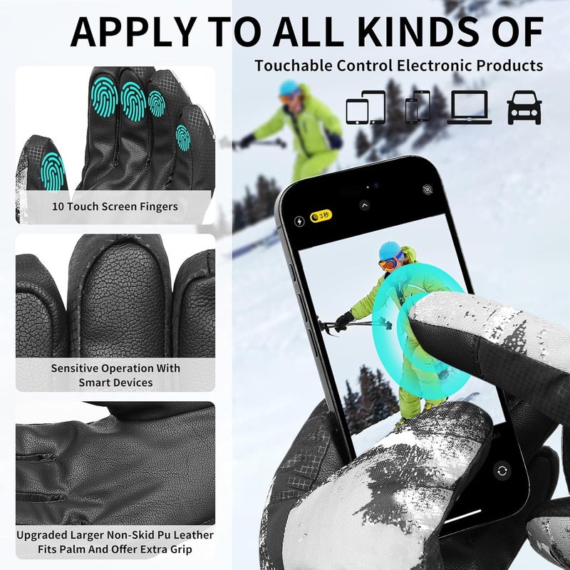 Odtmger Ski Gloves,Winter Waterproof & Warm Snow Gloves for Parent Child Kids-Skiing,Cycling,Motorcycle,Running - Image 3
